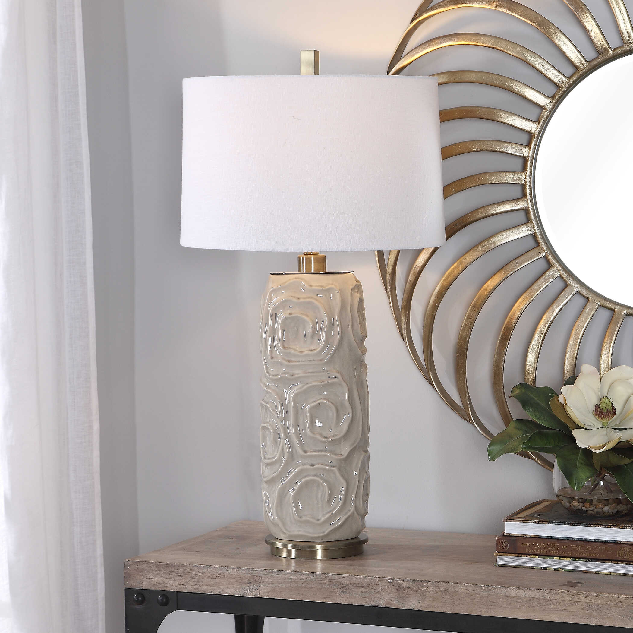Zade Warm Gray Table Lamp, by Uttermost, 18" width x 33" height x 18" depth View 2
