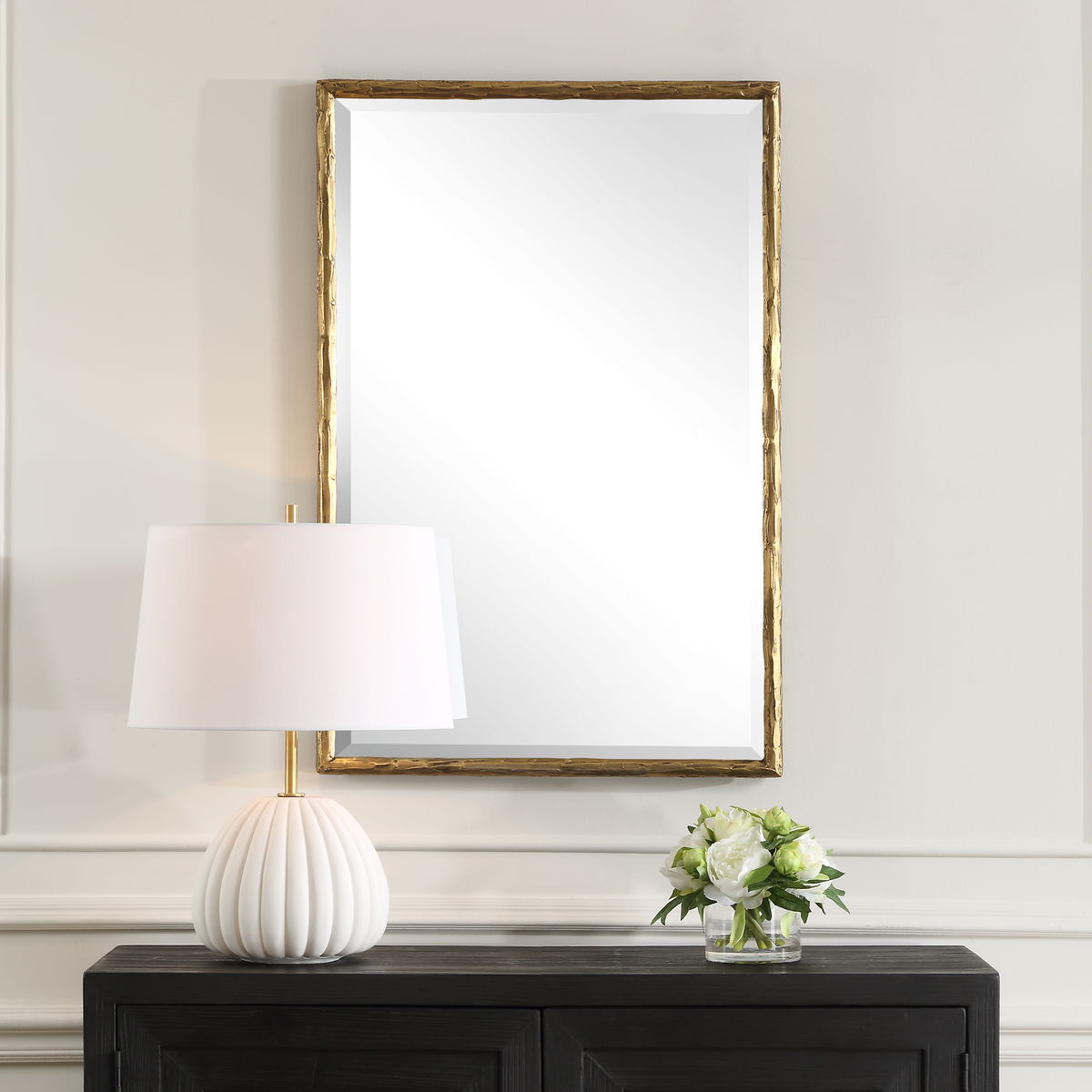 Sutton Gold Vanity Mirror, by Uttermost, 2'0.25" width x 3'0.12" height x 1.37" depth View 2