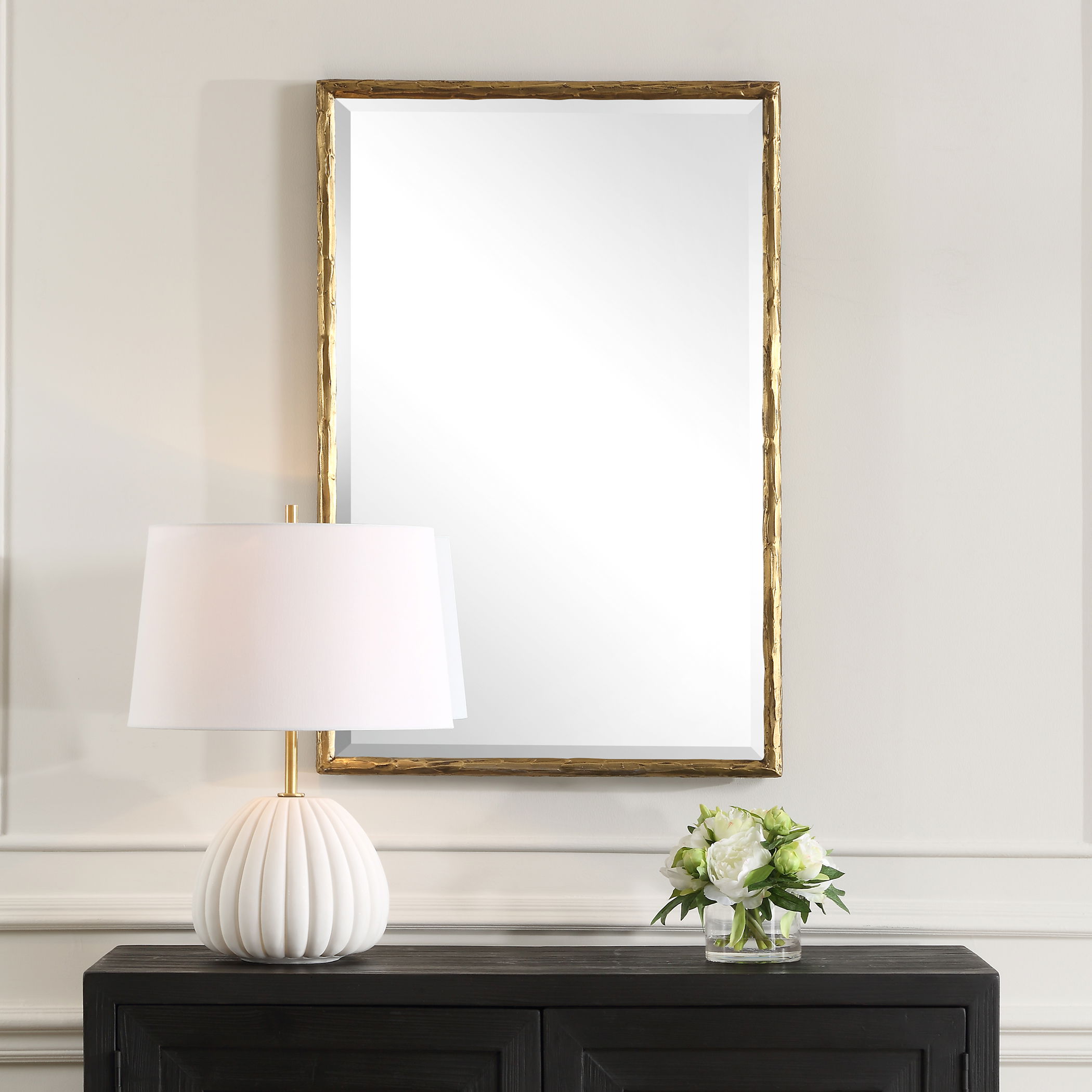 Sutton Gold Vanity Mirror, by Uttermost, 24.25" width x 36.12" height x 1.37" depth View 2