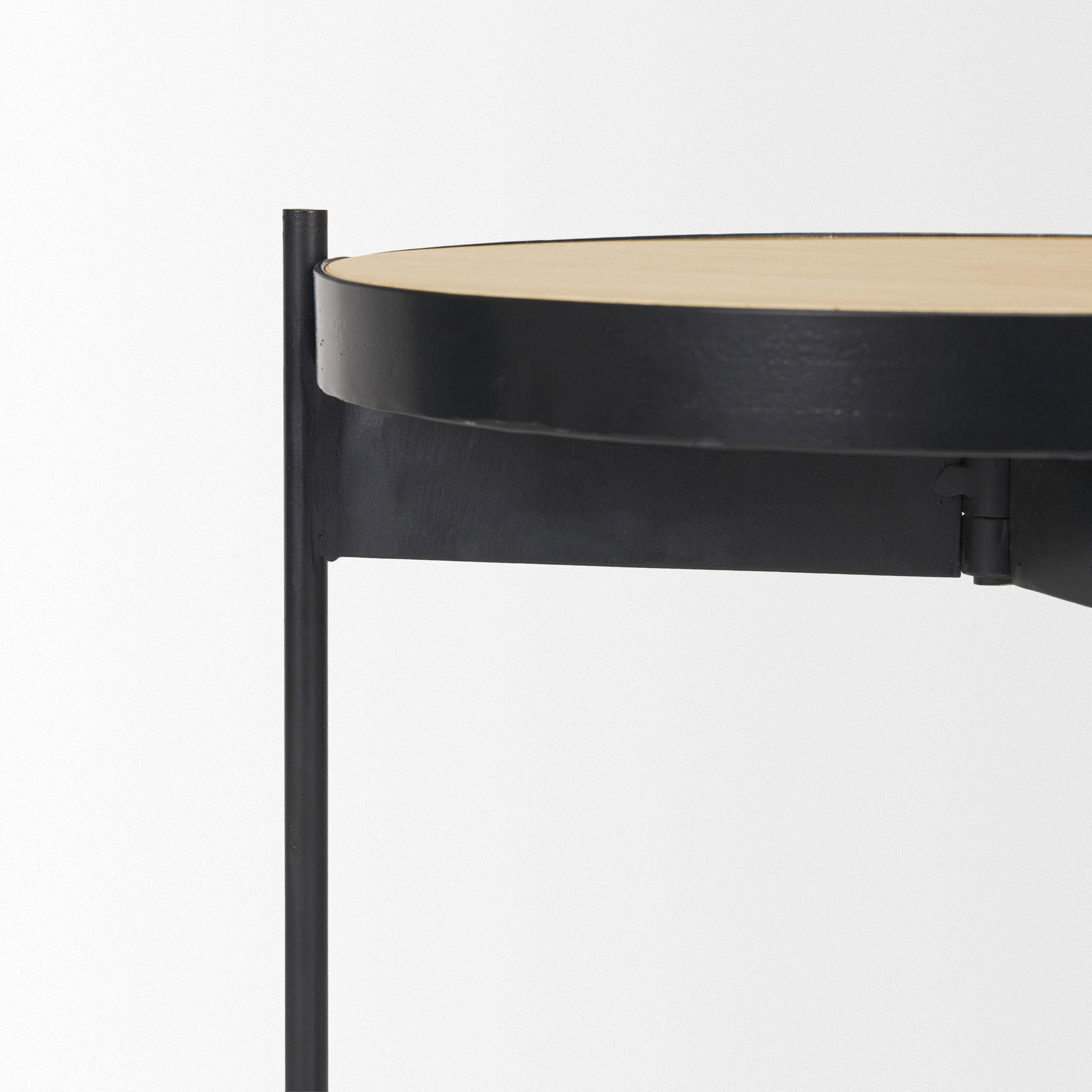 Wade Travertine Marble with Matte Black Metal End Tables large image 