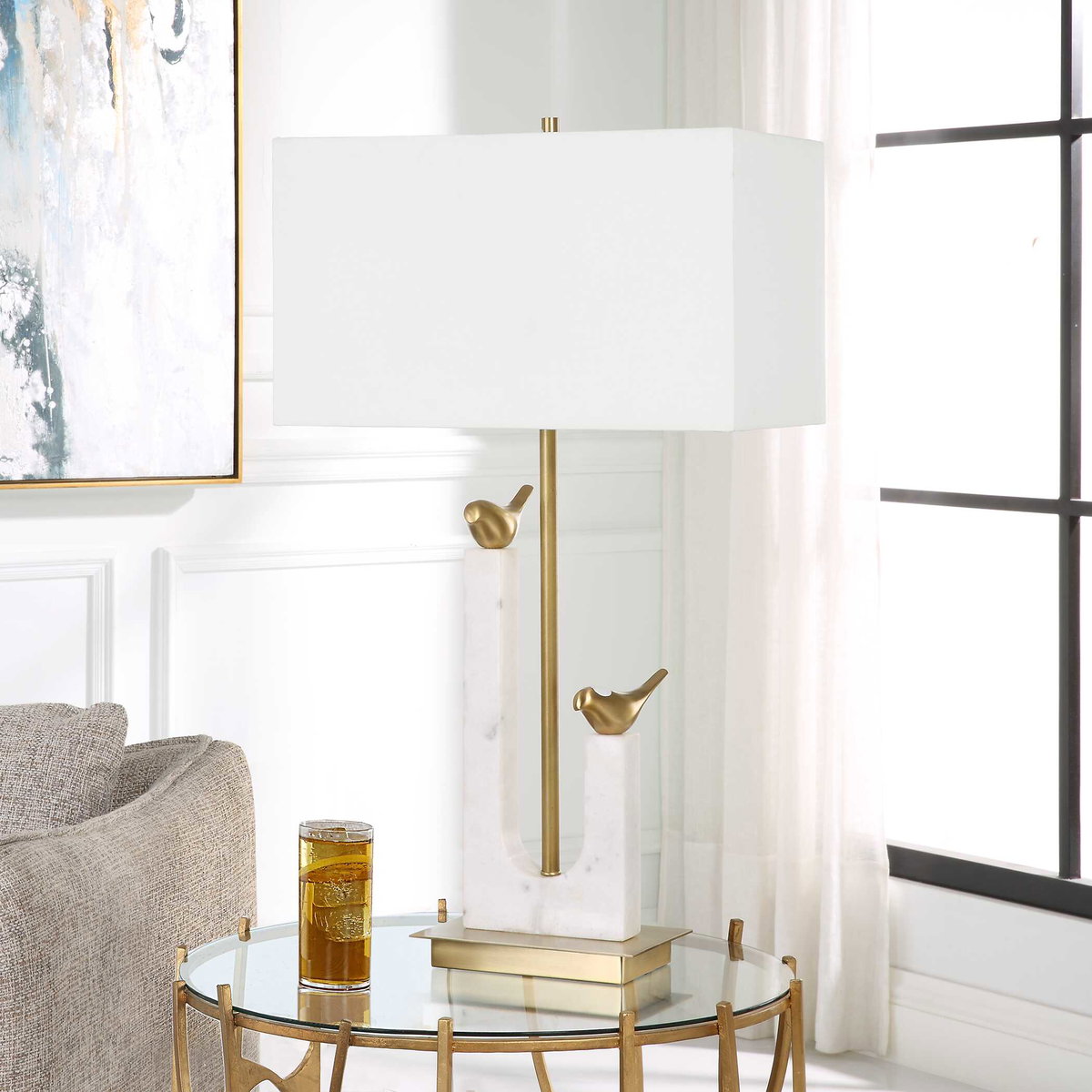 Songbirds Table Lamp, by Uttermost, 17" width x 30" height x 10" depth View 4