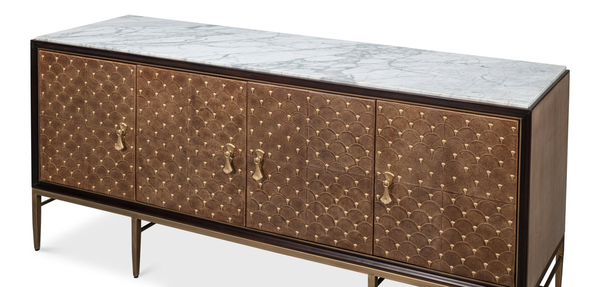 Palisade Shagreen Credenza, by Sarreid, 1'7" length x 6'8" width x 2'10" height View 10