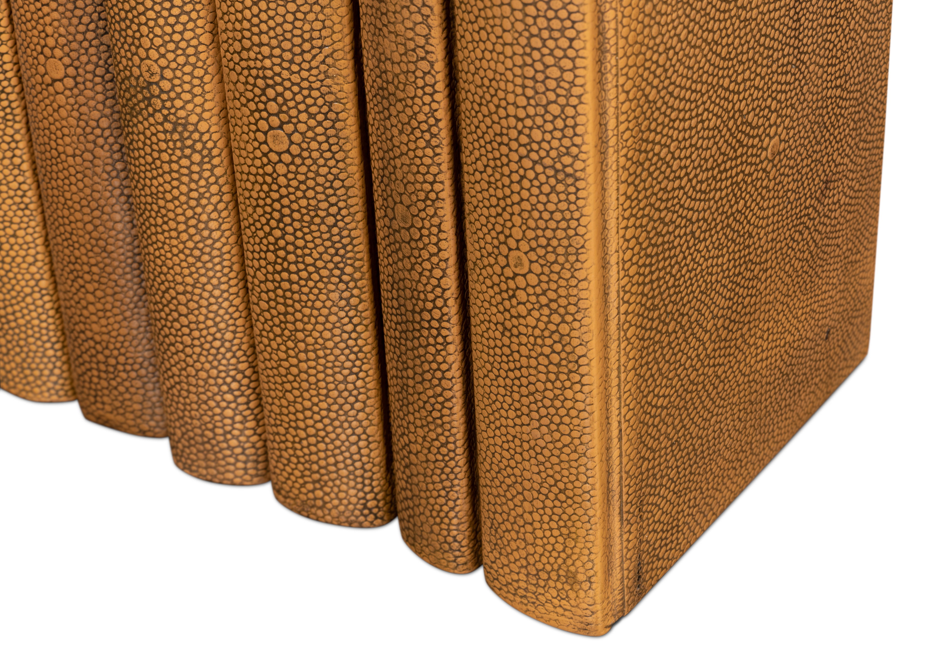 Shagreen Books  Set Of 12  Tawny Brown large image 