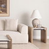 Athens Light Brown Wood with White Marble Accent Table, Side & End Table by Mercana, 23" length x 22" width x 22" height thumbnail 3