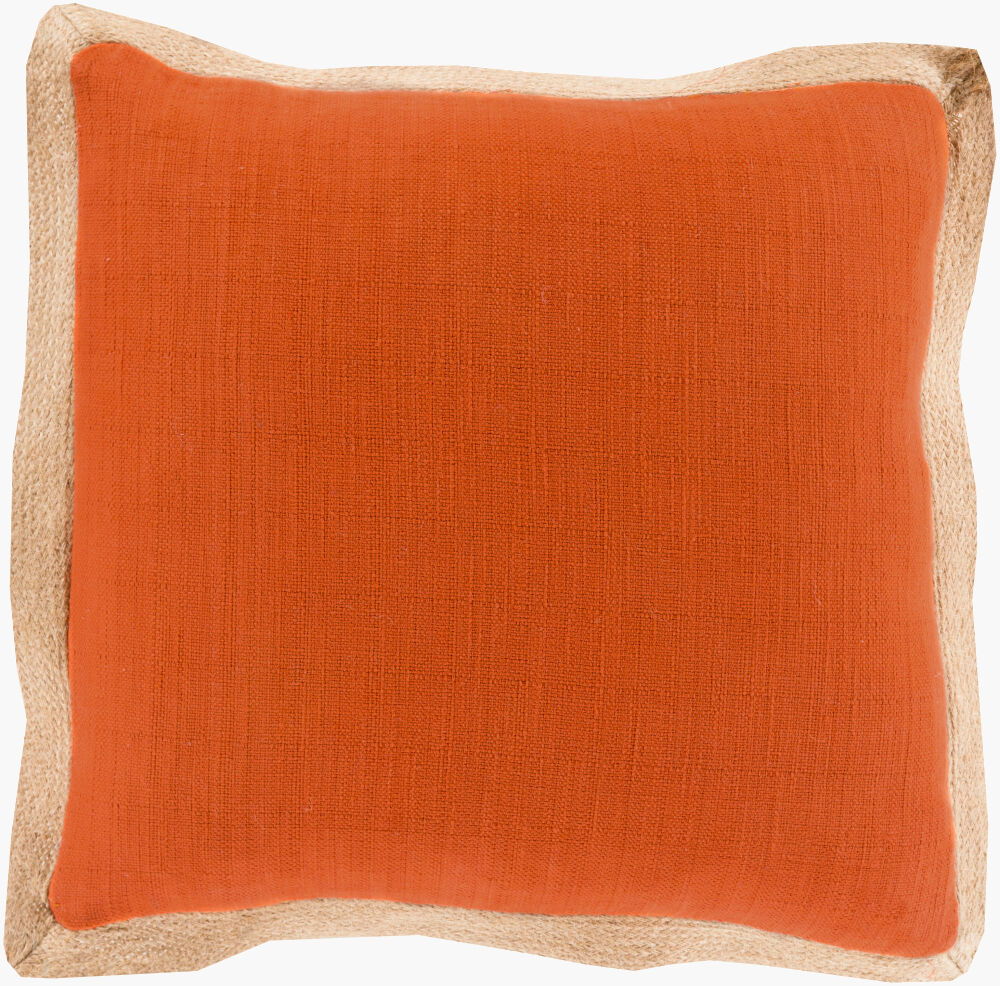 Jute Flange Accent Pillow, Decorative Pillow by Surya, 20" length x 20" width