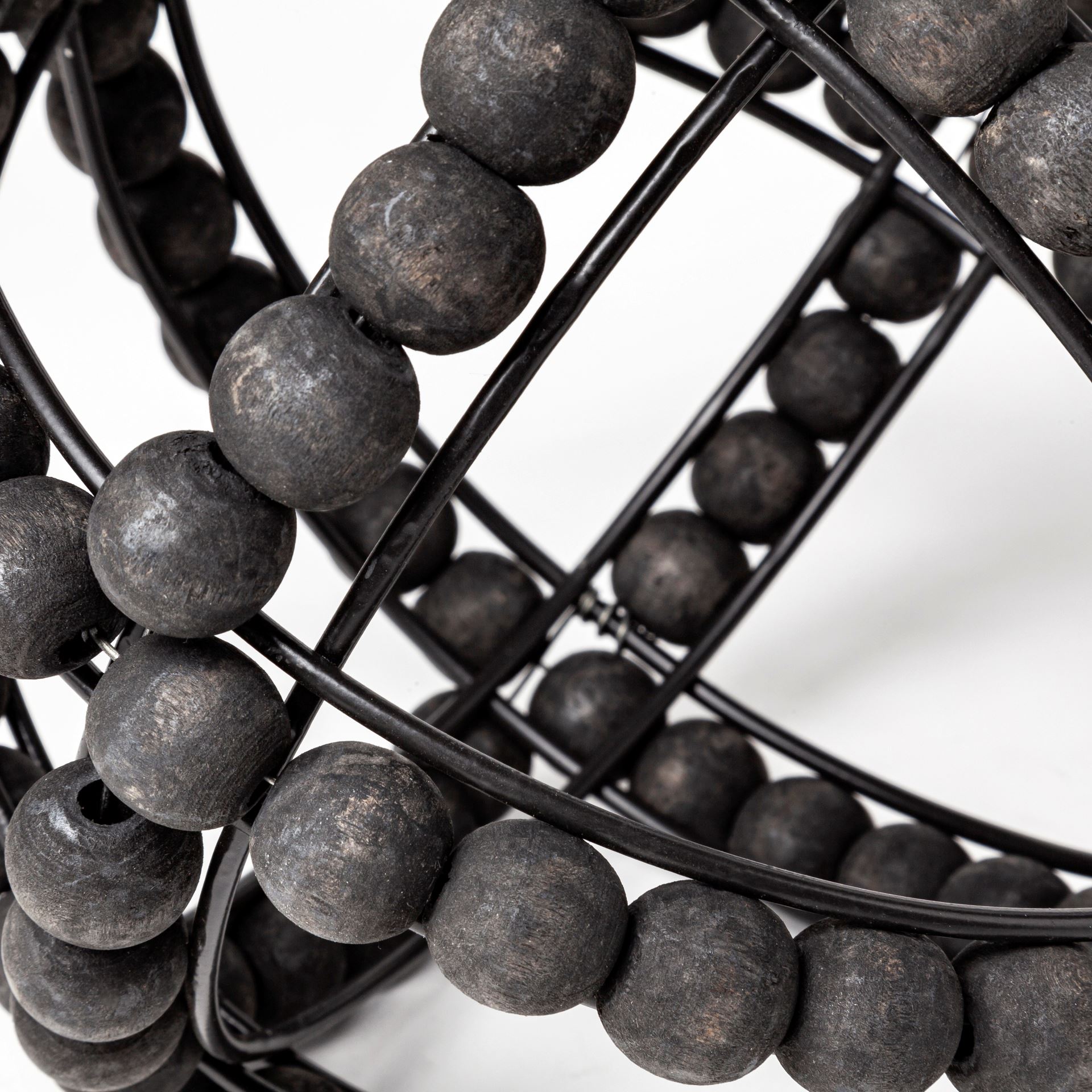 Earnhardt I Small 9L x 9W Black Wooden Beaded Orb, Decorative Object by Mercana, 8.66" length x 8.66" width x 8.86" height View 8