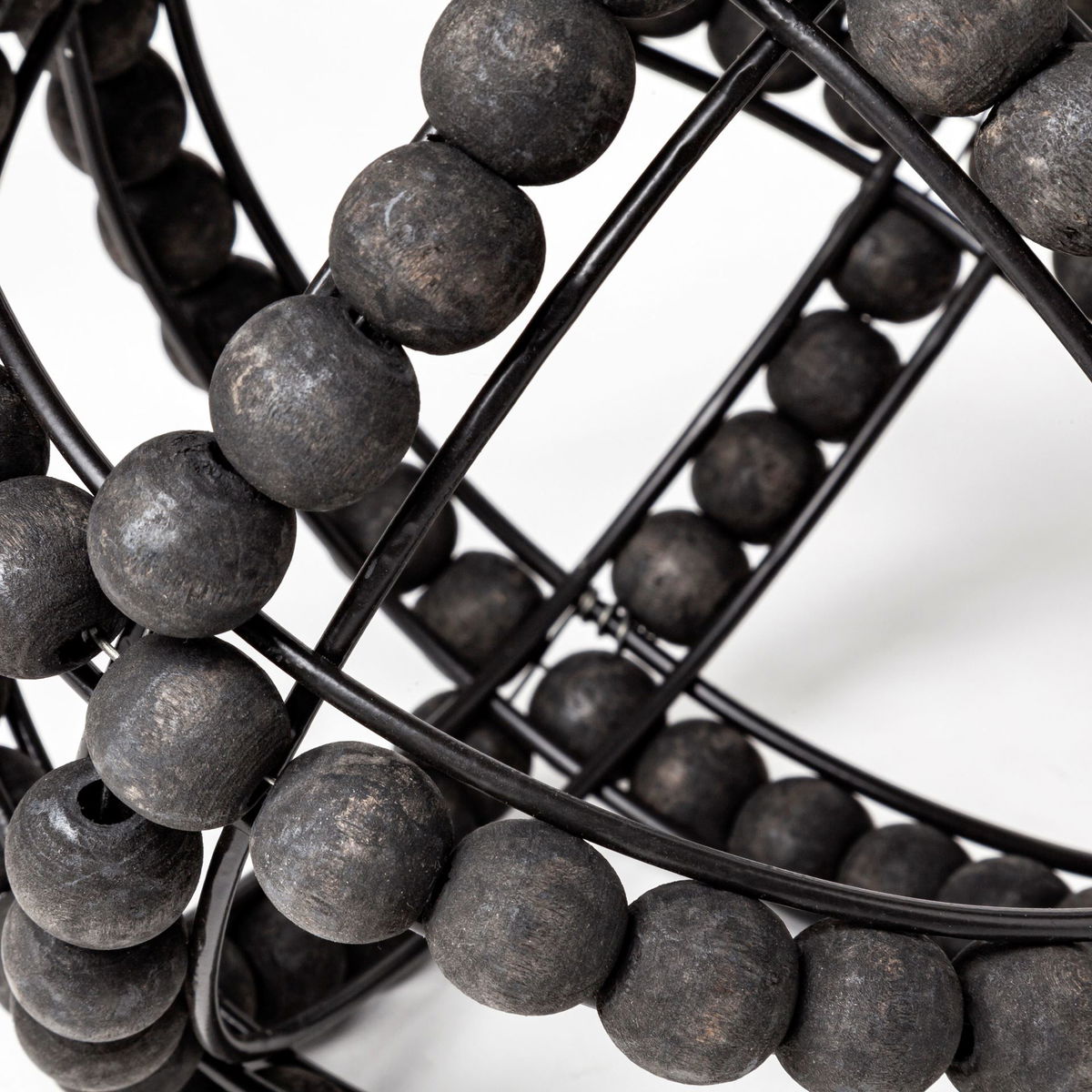Earnhardt I Small 9L x 9W Black Wooden Beaded Orb, Decorative Object by Mercana, 8.66" length x 8.66" width x 8.86" height View 8