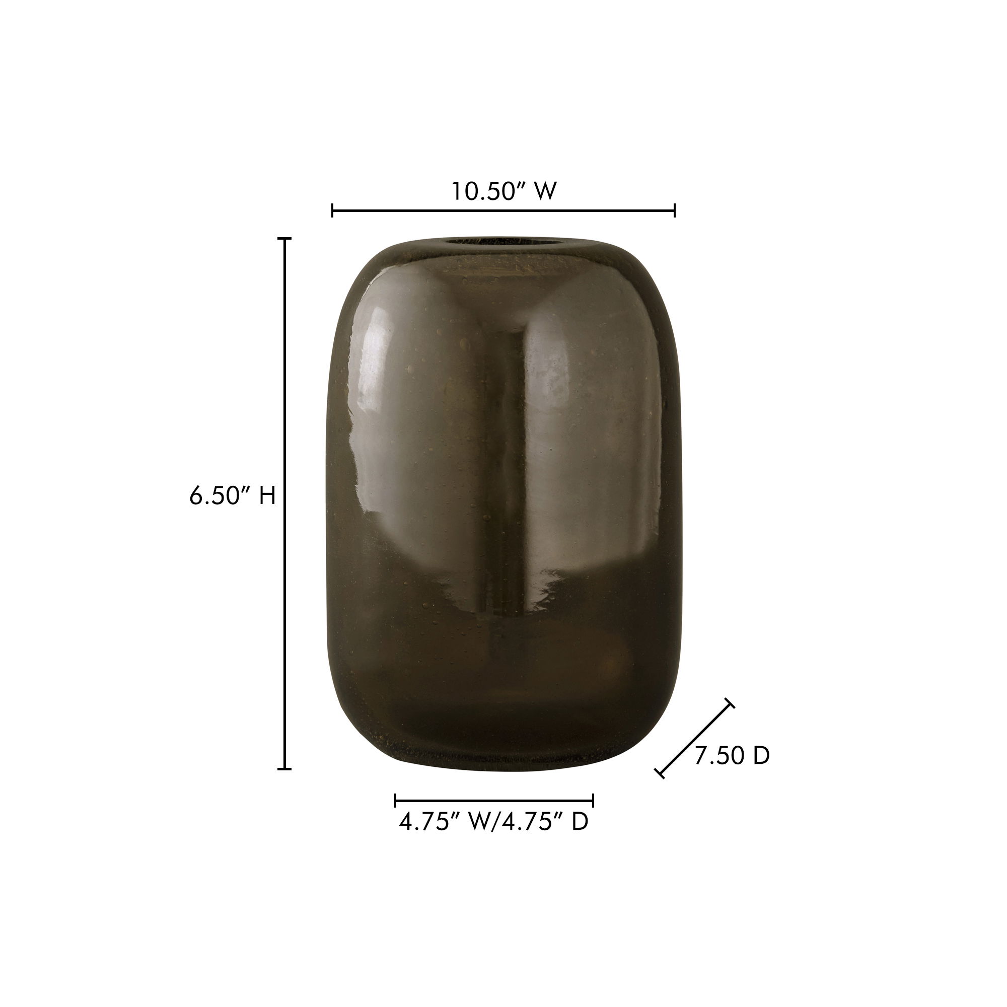 Circe Vase Olive, by Moe's Home, 10.5" width x 6.5" height x 7.5" depth View 8