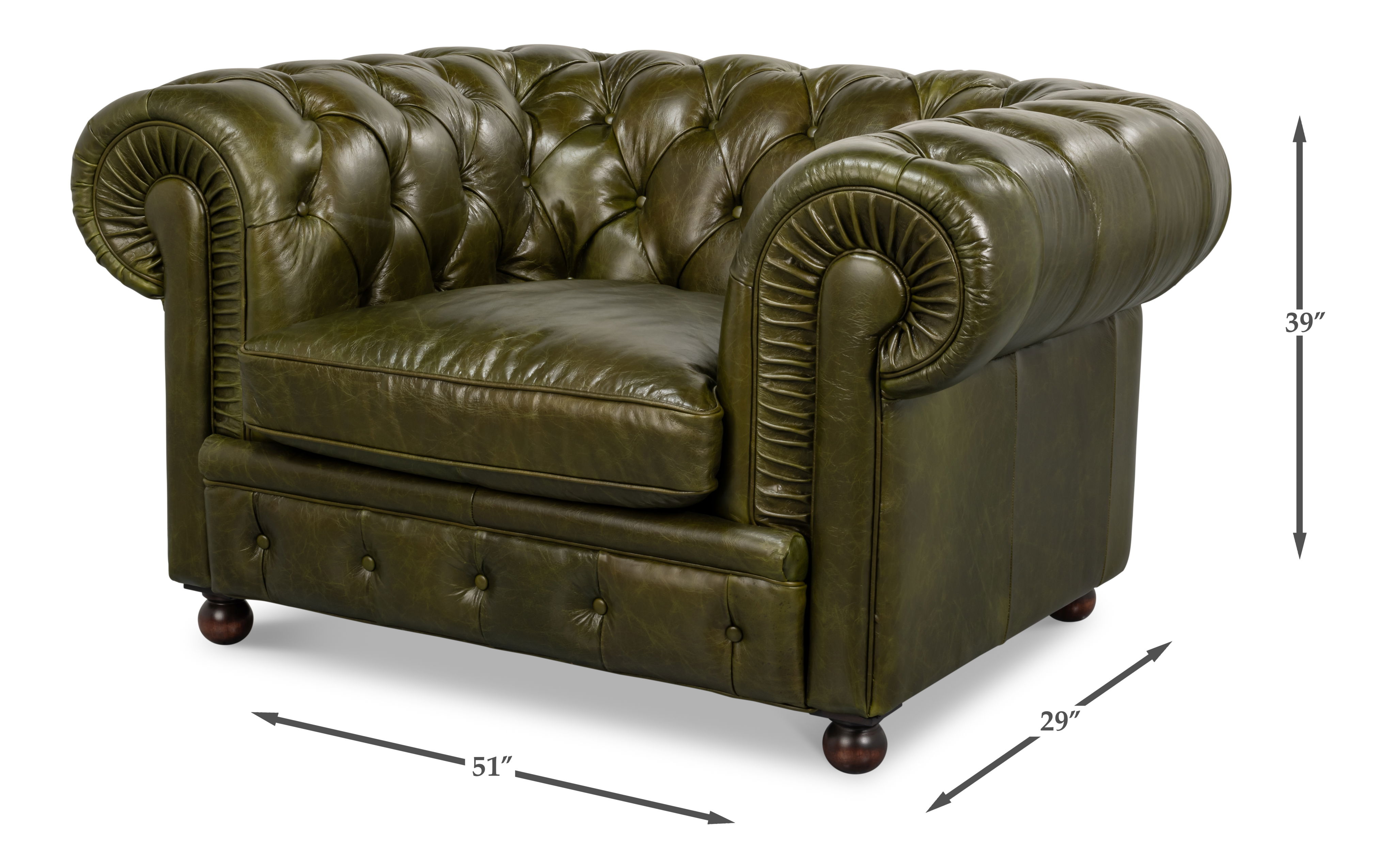 Savile Leather Chair,Green large image 