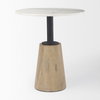 Maxwell 32' Round Pedestal Dining Table | Modern | White Marble & Black Metal/Blonde Wood | Seats 2, by Mercana, 32" length x 32" width x 36" height thumbnail 3