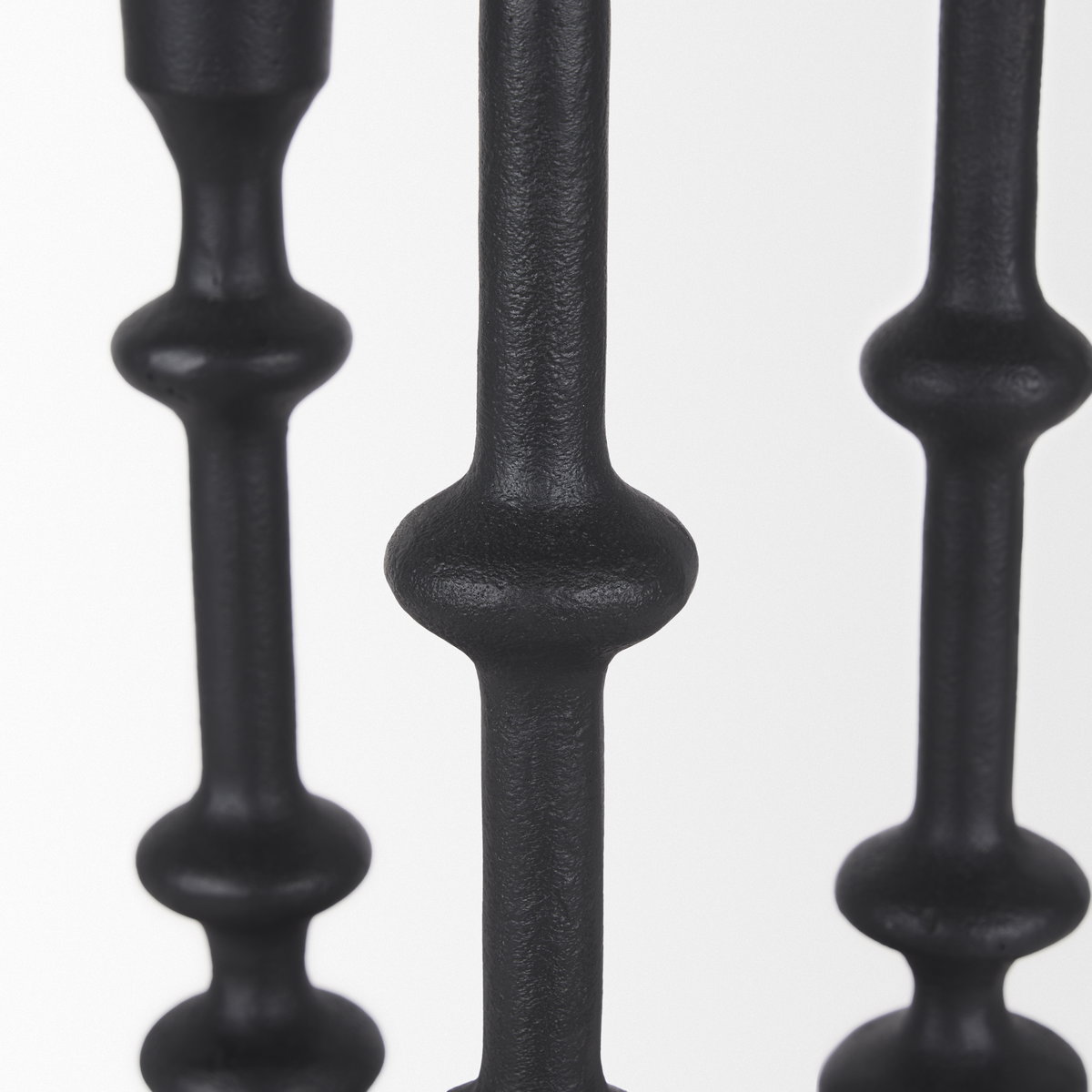 Paolo Matte Black Metal Candle Holder (Set of 3), Candles & Candle Holder by Mercana, 5" length x 5" width x 20" height View 7