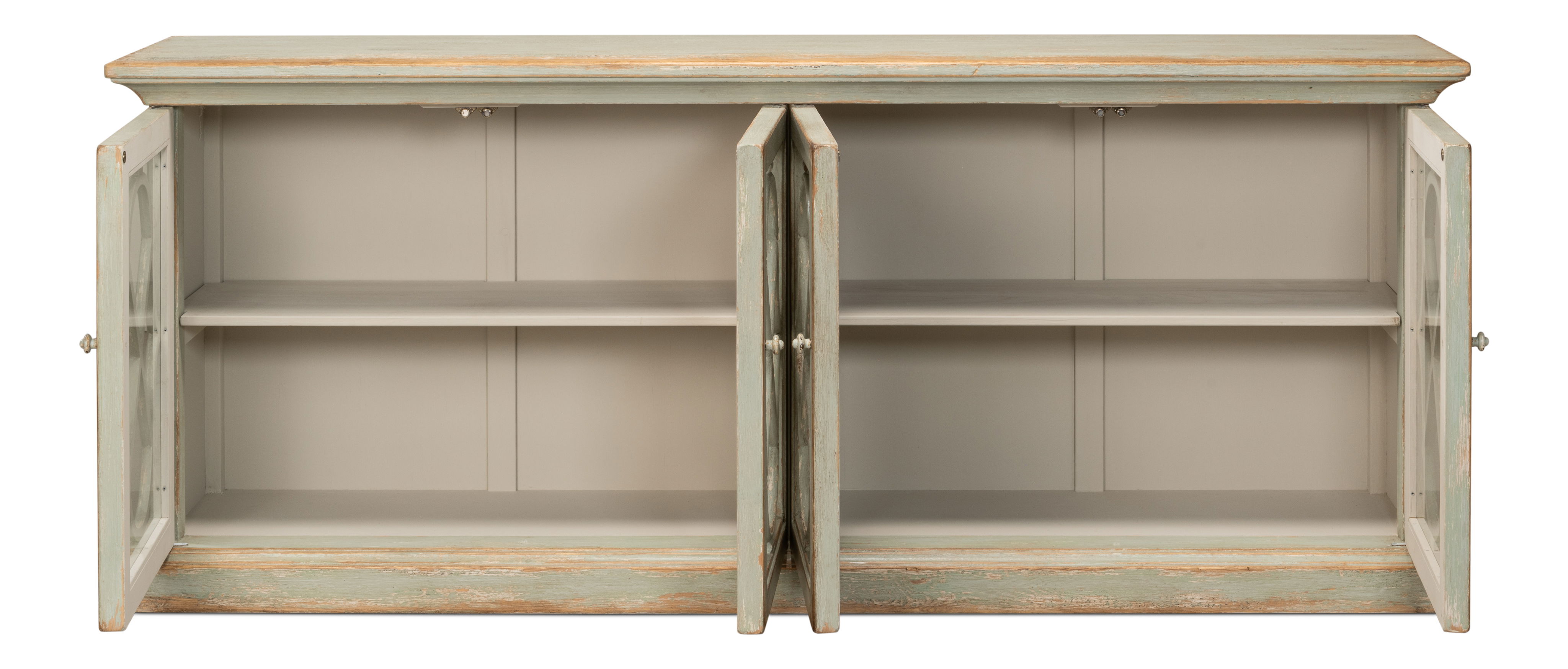 Sonya Sideboard, Sage, Cabinets & Sideboard by Sarreid, 87" length x 19" width x 35" height View 9