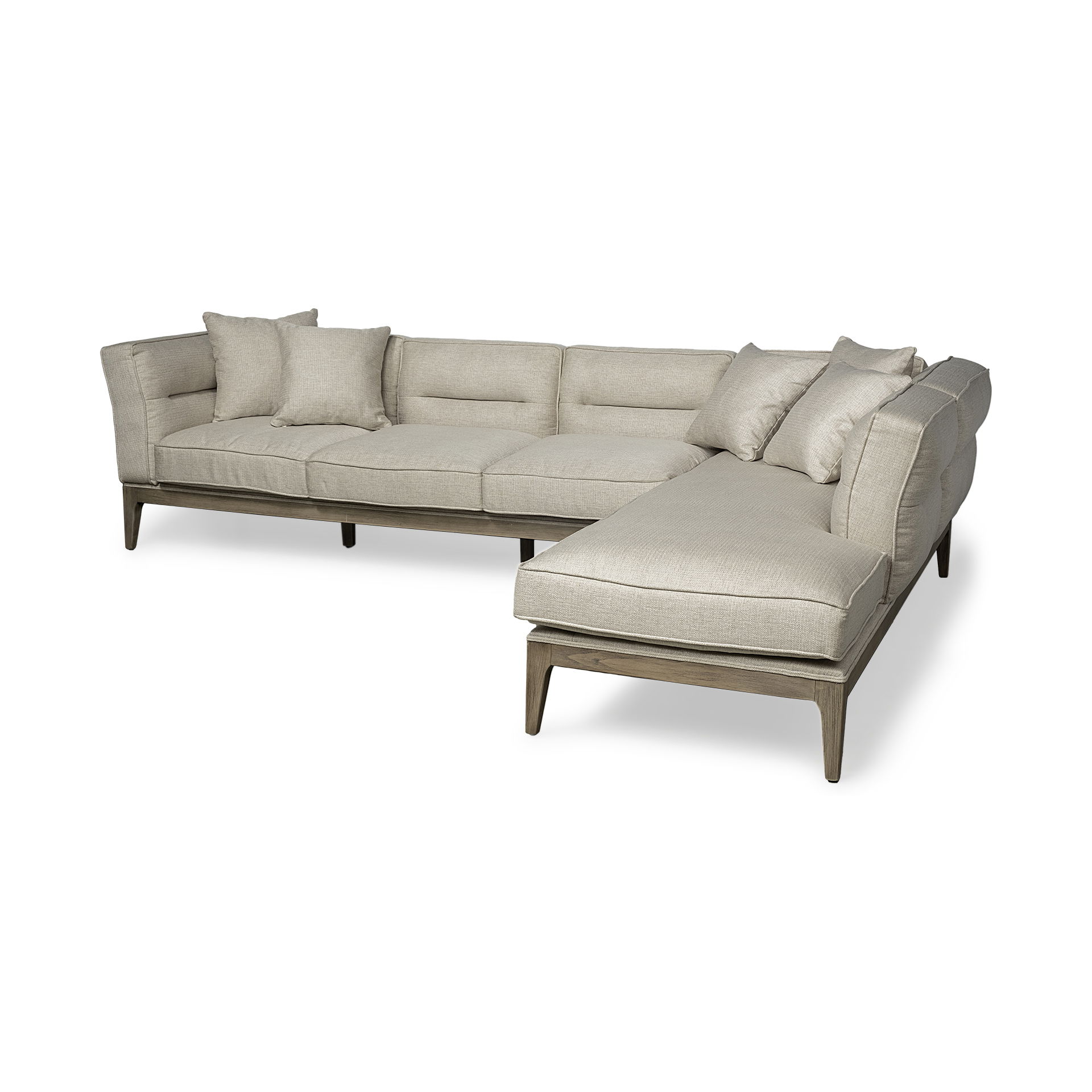 Denali III Beige Upholstered Wooden Frame Sectional, Sectional Sofa by Mercana, 121" length x 86" width x 30.25" height View 1