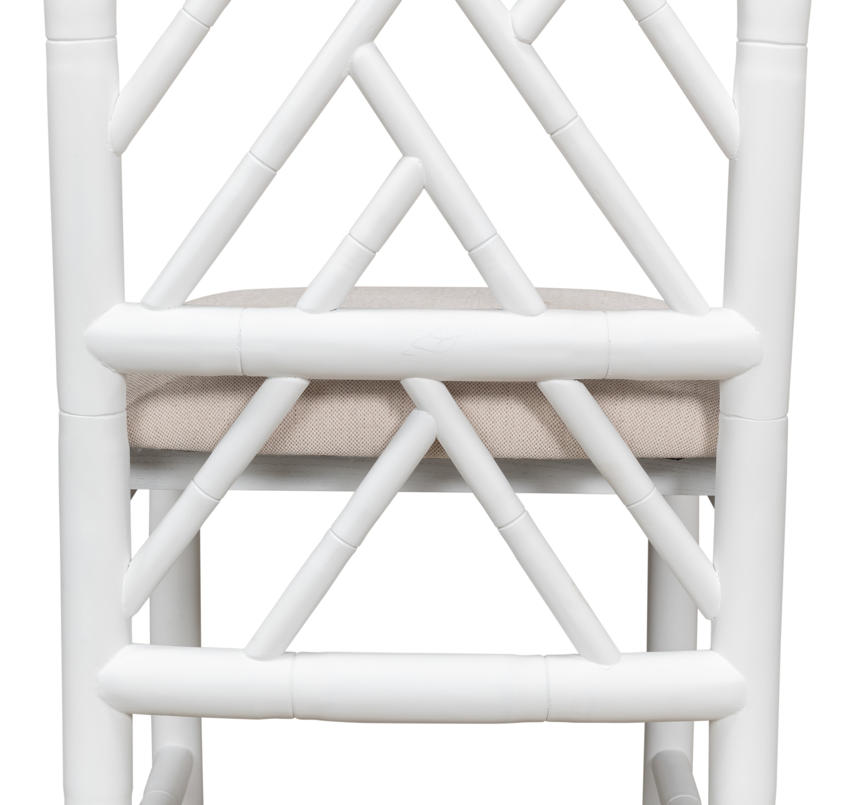 Brighton Bamboo Side Chair, White, Dining Chair by Sarreid, 17" length x 22" width x 39" height View 3