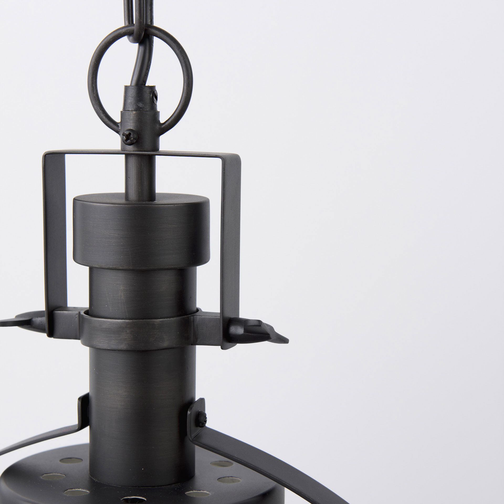 Leighton II 15x20 Black Metal Spherical Pendant Light, by Mercana, 15" length x 15" width x 20" height View 8