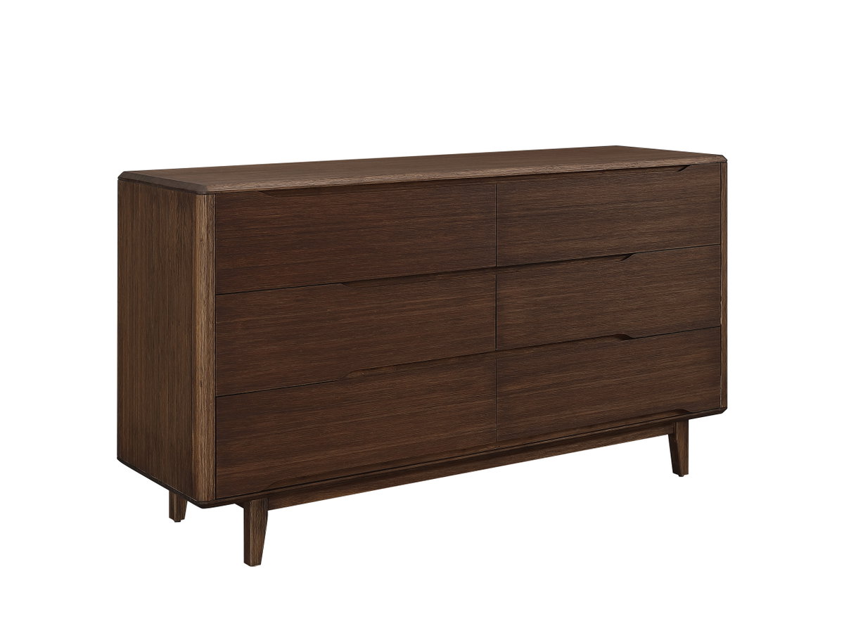 Currant Six Drawer Double Dresser, Oiled Walnut, by Greenington, 19" length x 64" width x 34.25" height View 1