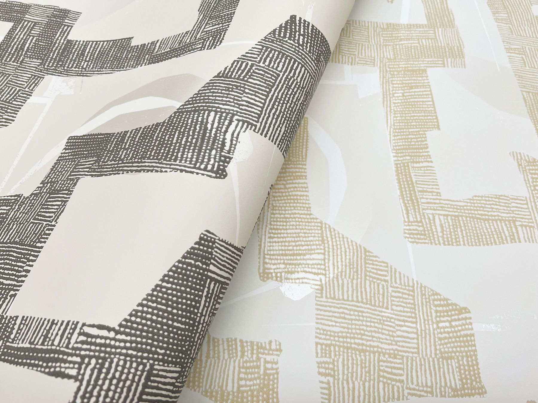 Modern Tribal Linen & Charcoal Wallpaper large image 