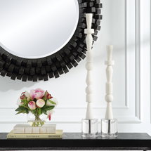 Online Designer Combined Living/Dining Norte White Stone Sculptures Set/2