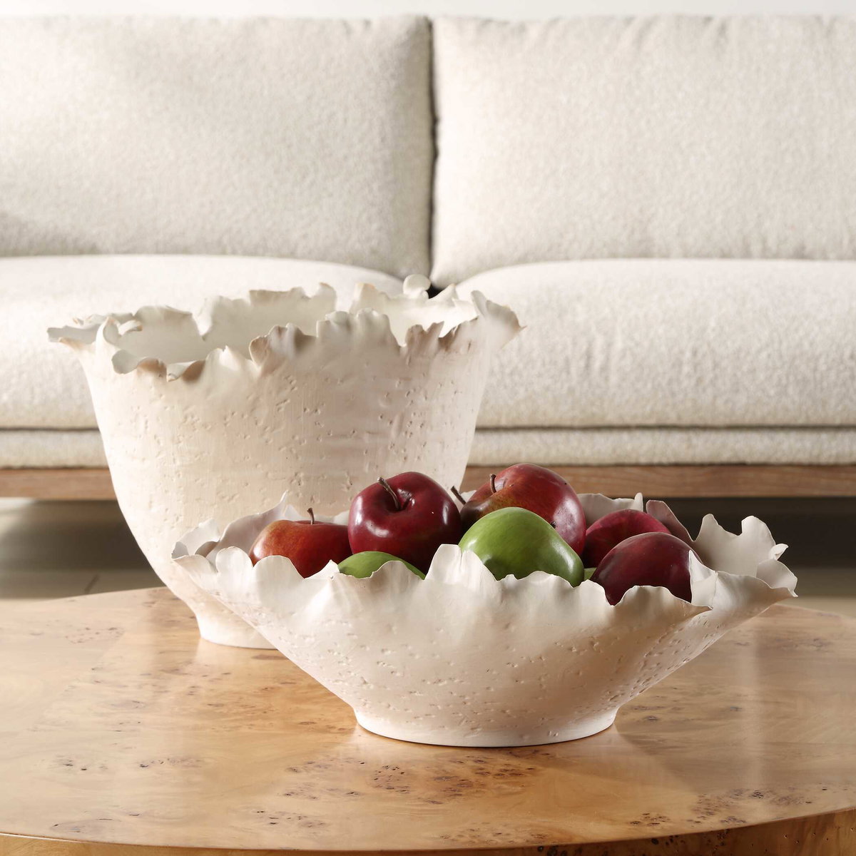 Blossom Tall Off-white Bowl, Decorative Tray by Uttermost, 14" width x 10" height x 14" depth View 3