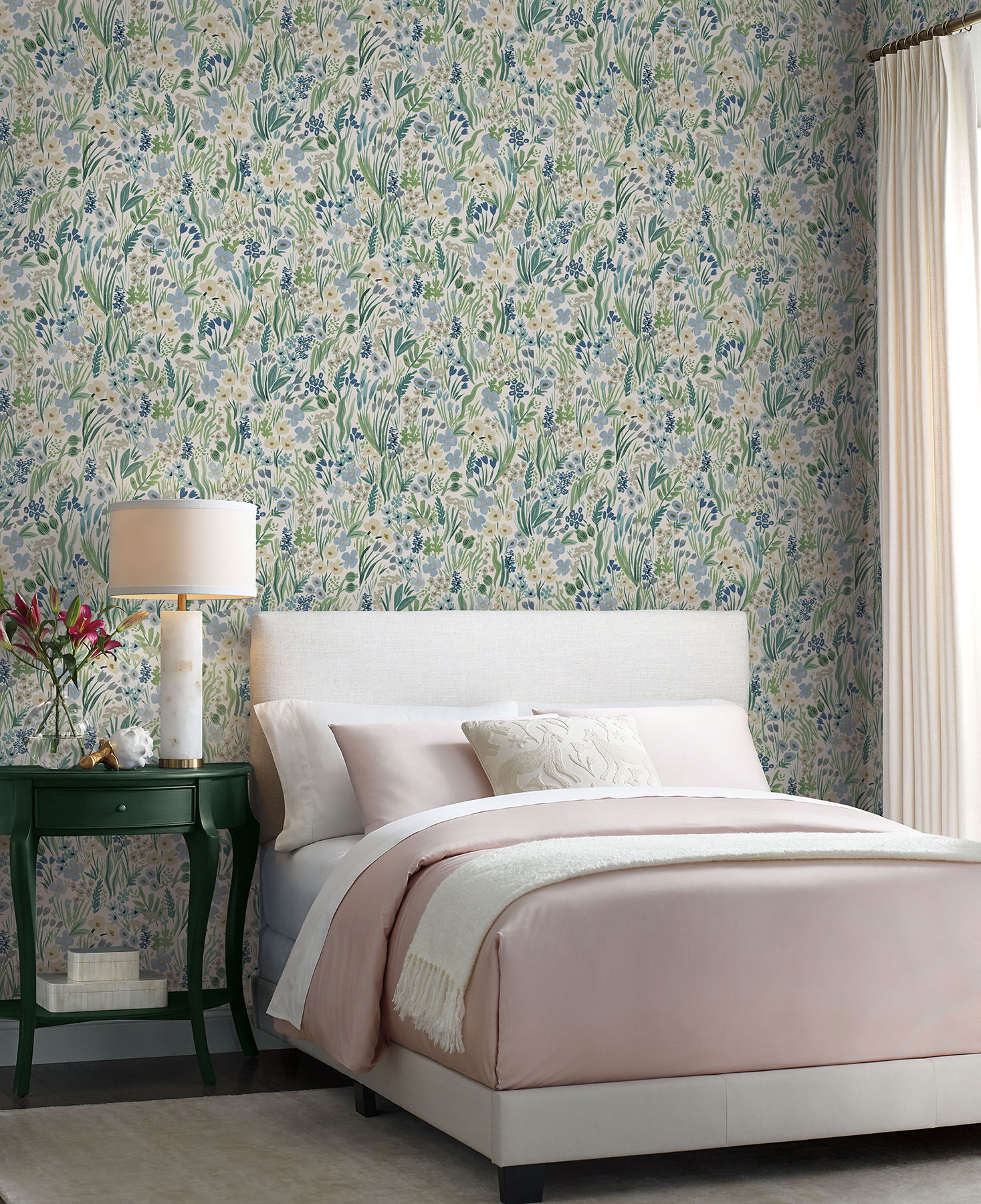 Lea Indigo Peel & Stick Wallpaper large image 