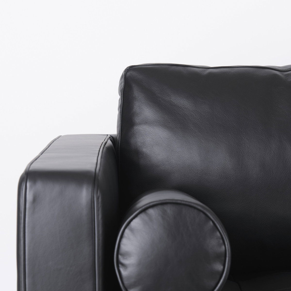 Svend  Black Leather Sofa, Sofas & Sectional by Mercana, 88" length x 38" width x 34" height View 10