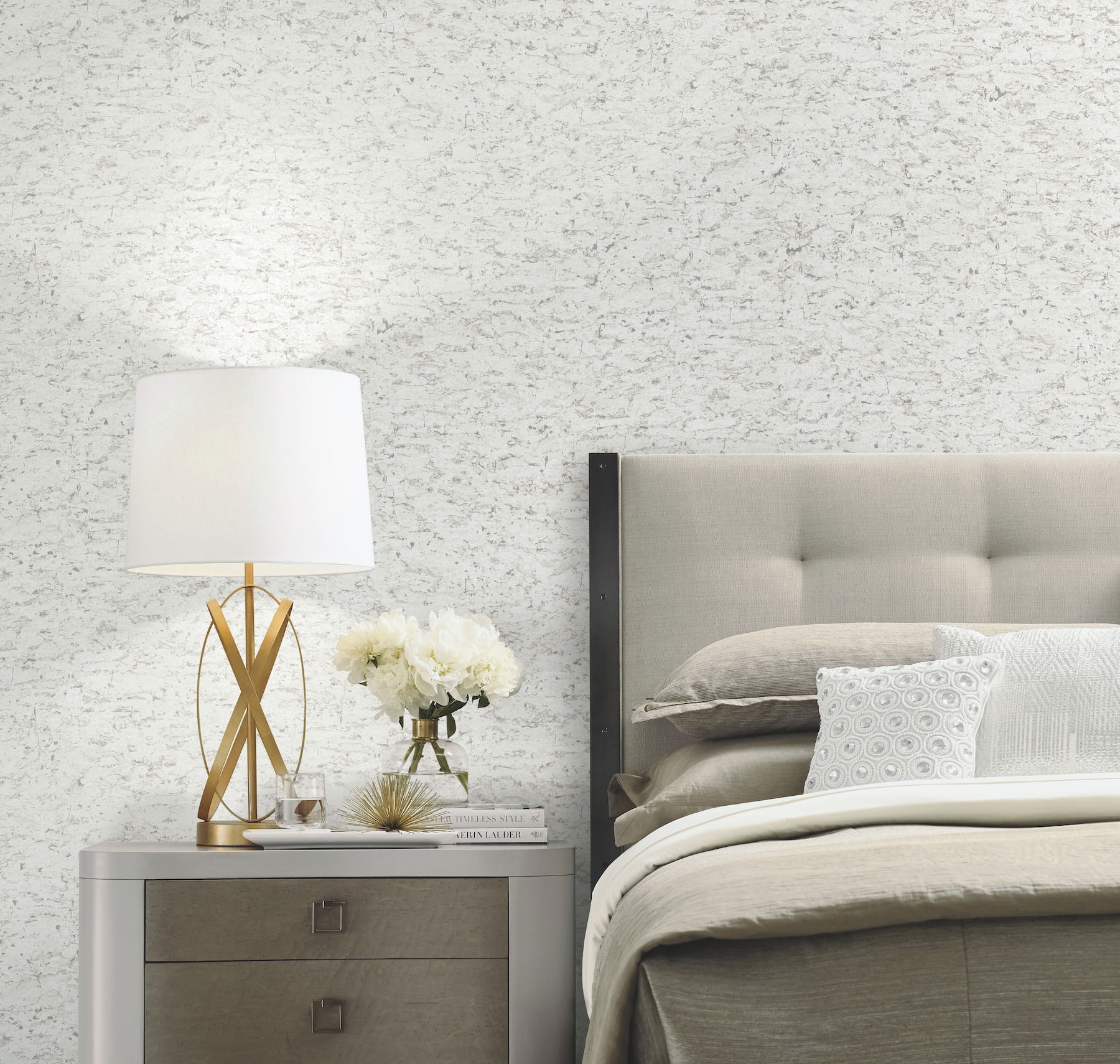 Shimmering Cork White Peel & Stick Wallpaper large image 