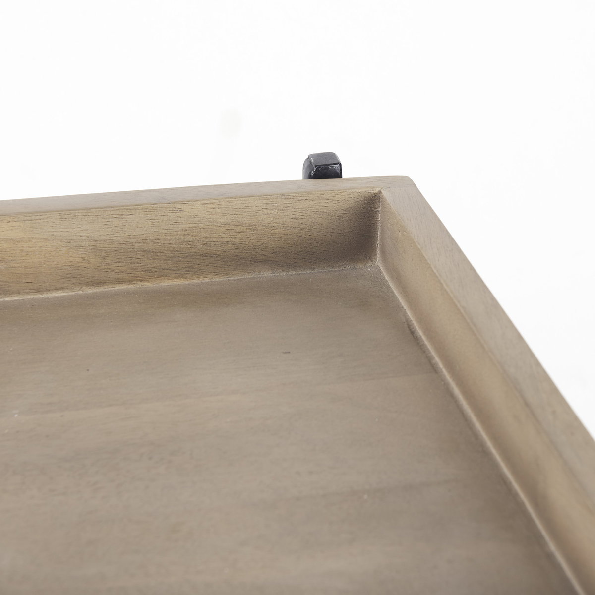 Trey III 20' x 26' Square Medium Brown Wooden Three-Tiered Black Iron Frame End/Side Table, Side & End Table by Mercana, 20" length x 20" width x 26" height View 10