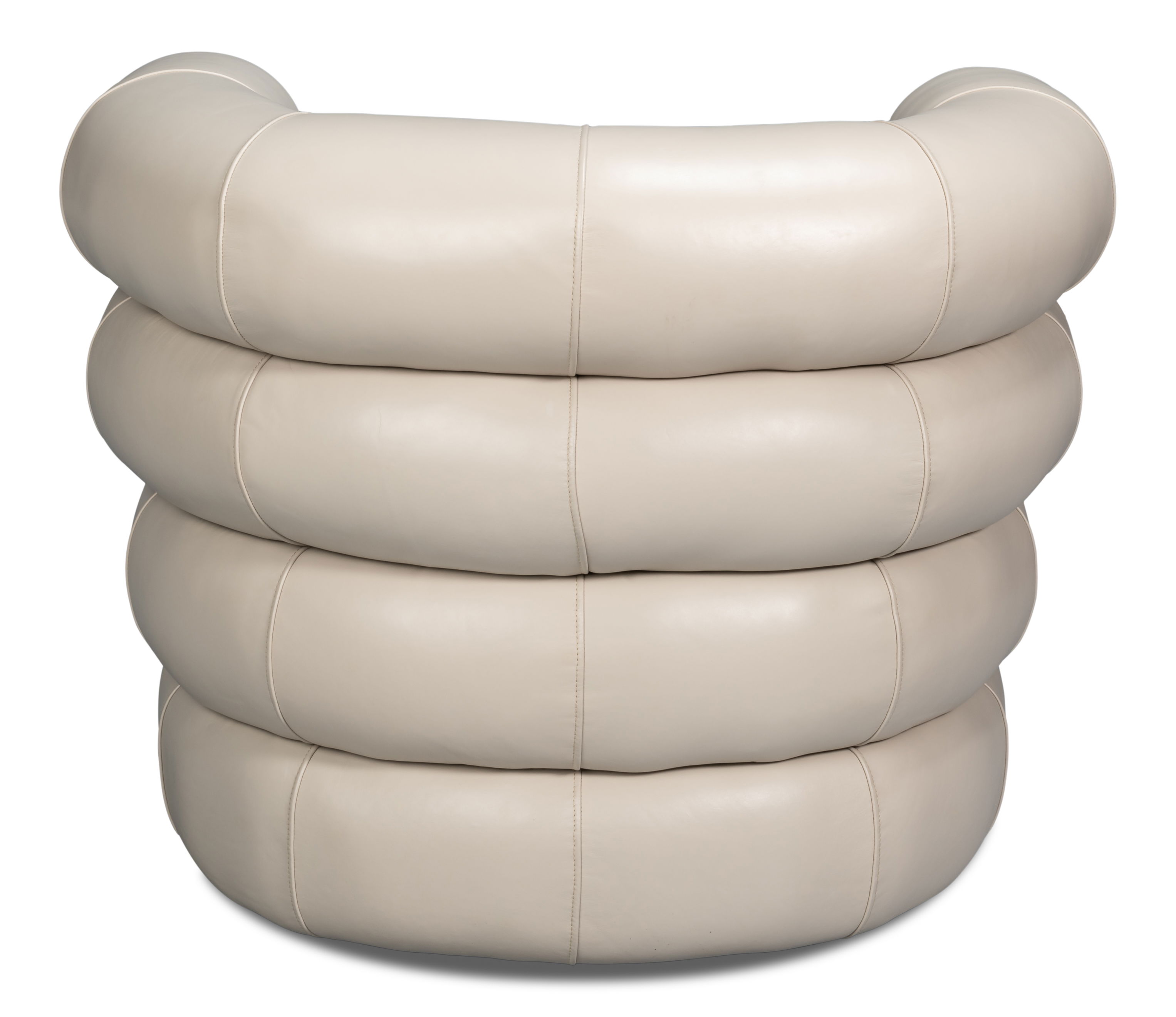 Rondo Leather Swivel Chair, White, Seating by Sarreid, 38" length x 31" width x 30" height View 10