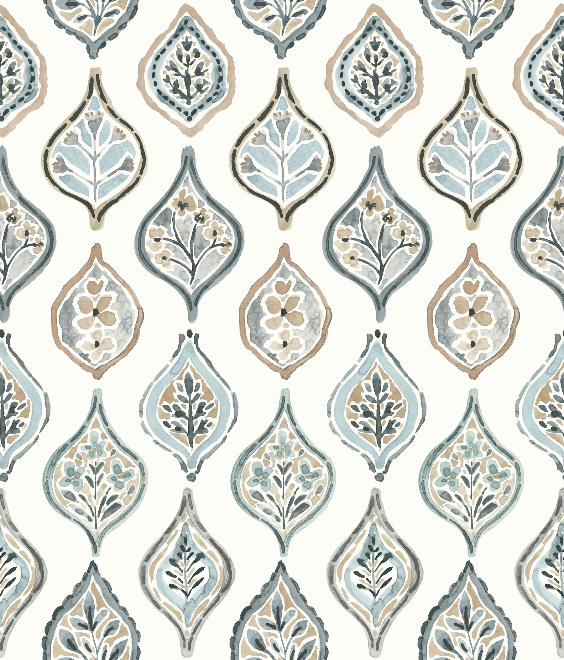 Marketplace Motif White & Neutral Wallpaper large image 