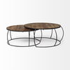 Clapp I Set of 2 (41' & 38') Round Brown Wood Top Black Iron Base Nesting Coffee Tables, by Mercana, 44" length x 44" width x 20" height thumbnail 5