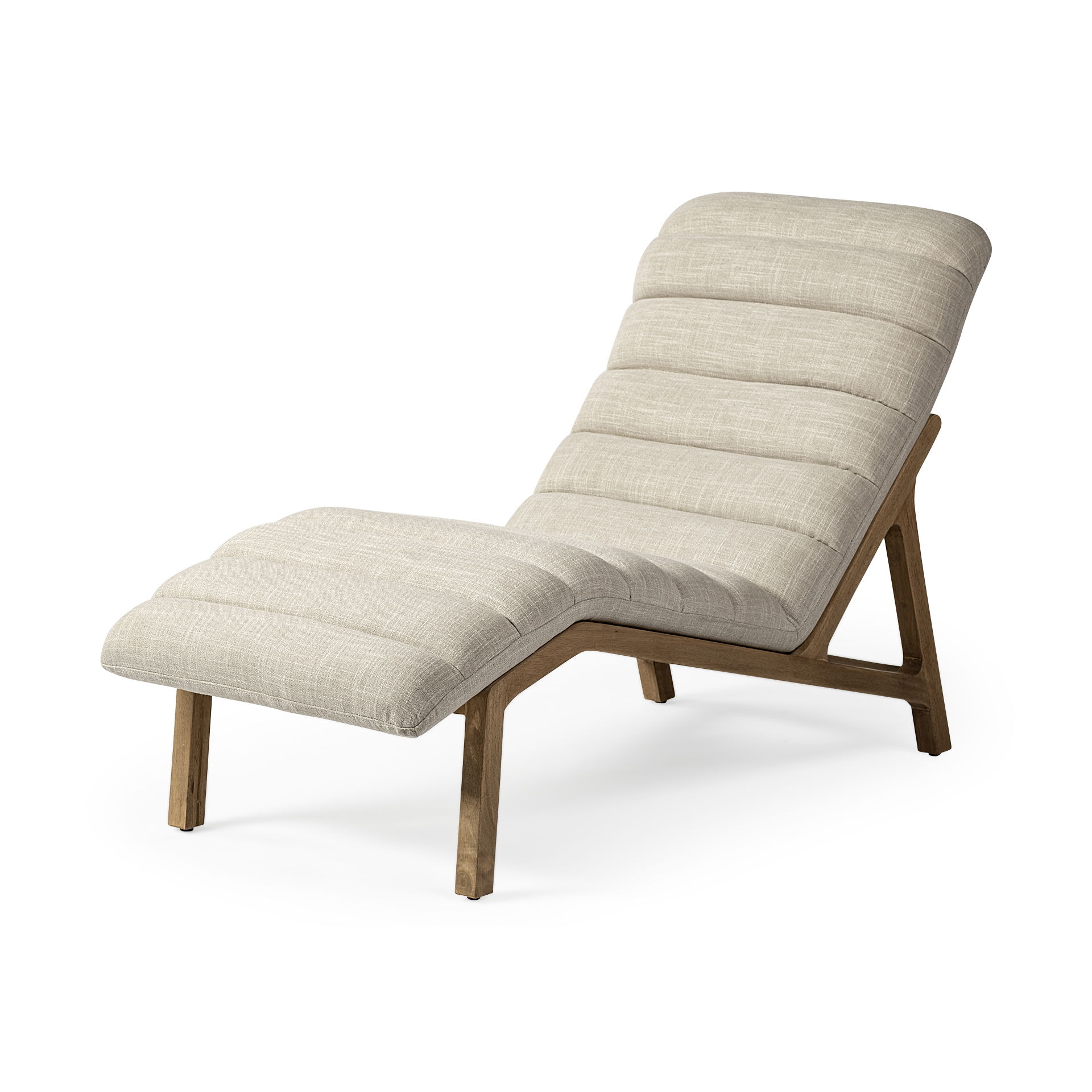Pierre Beige Fabric Upholstered Armless Chaise Lounge Chair, Chaise Lounges & Daybed by Mercana, 24.41" length x 54.33" width x 33.46" height View 1
