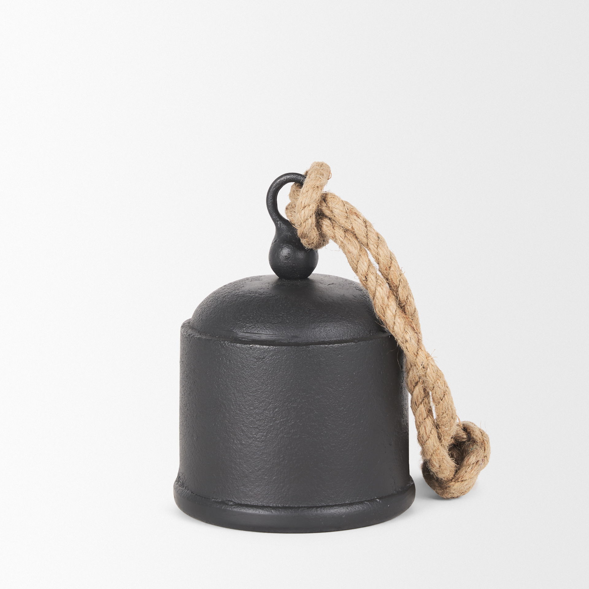 Quincy Medium Matte Black Metal Decorative Bell Object, Decorative Object by Mercana, 4.75" length x 4.75" width x 7" height View 5
