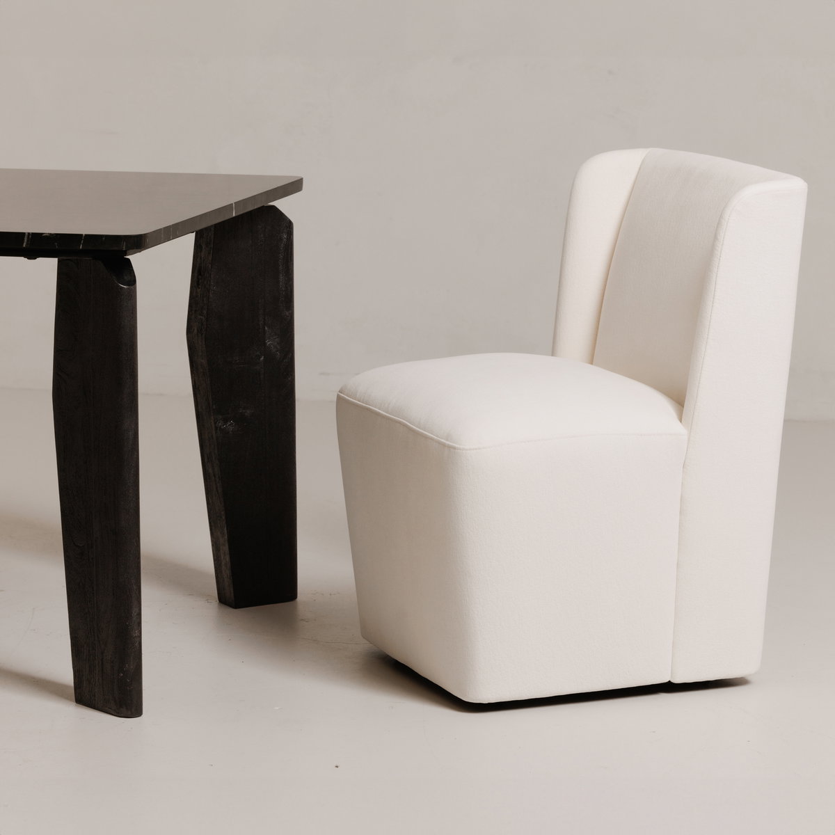 Cormac Rolling Dining Chair Cream, by Moe's Home, 24" width x 33" height x 26" depth View 5