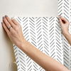 Painted Herringbone Black Peel & Stick Wallpaper thumbnail 3