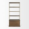 Braxton Dark Brown Wood with Antiqued Aged Brass Metal 3 Tiers 2 Door Shelving Unit thumbnail 4