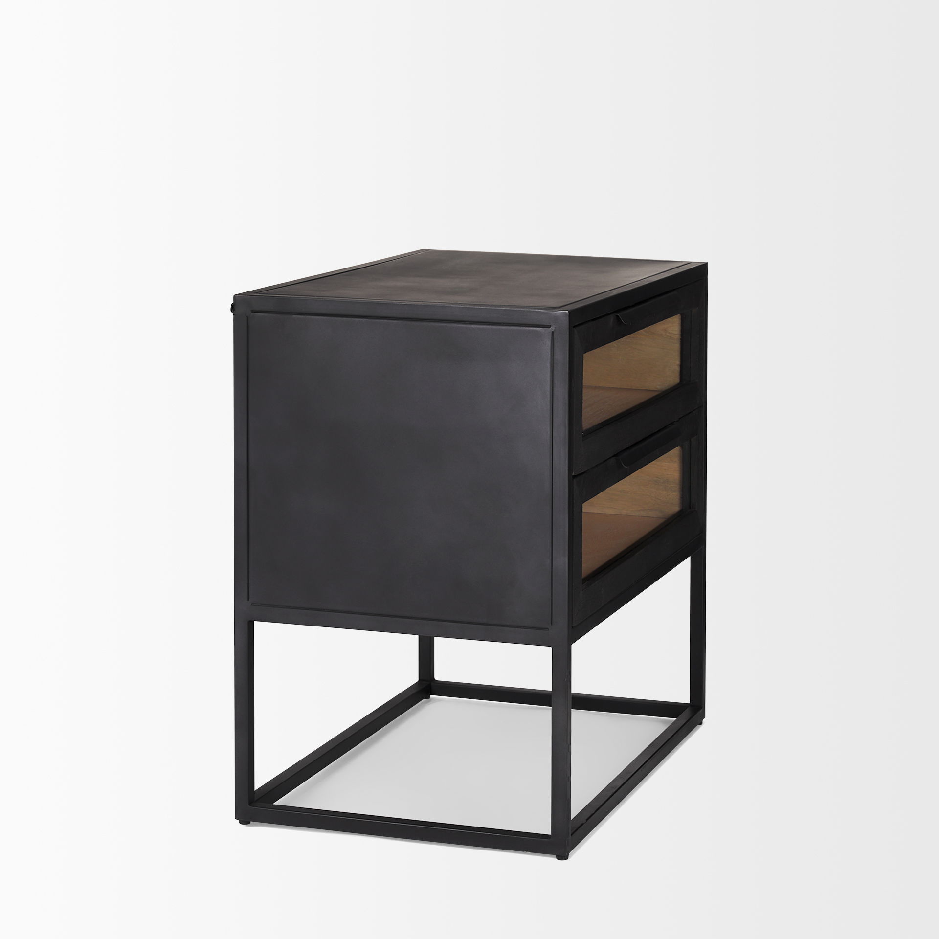 Sloan Black Wood with Black Metal Frame Side Table, Side & End Table by Mercana, 28" length x 17.5" width x 26.25" height View 6