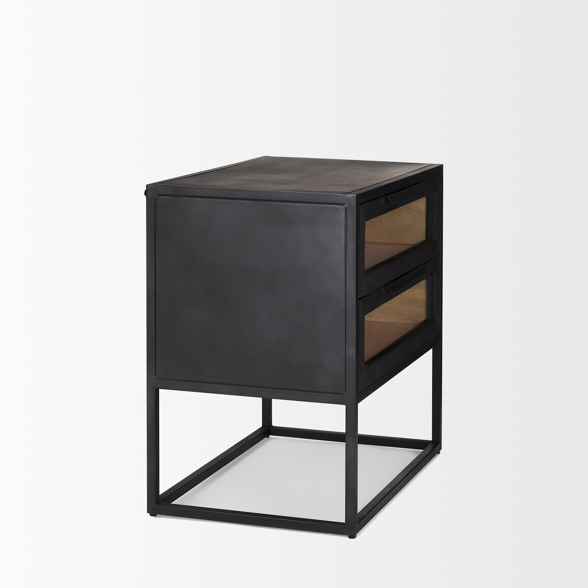 Sloan Black Wood with Black Metal Frame Side Table, Side & End Table by Mercana, 28" length x 17.5" width x 26.25" height View 6