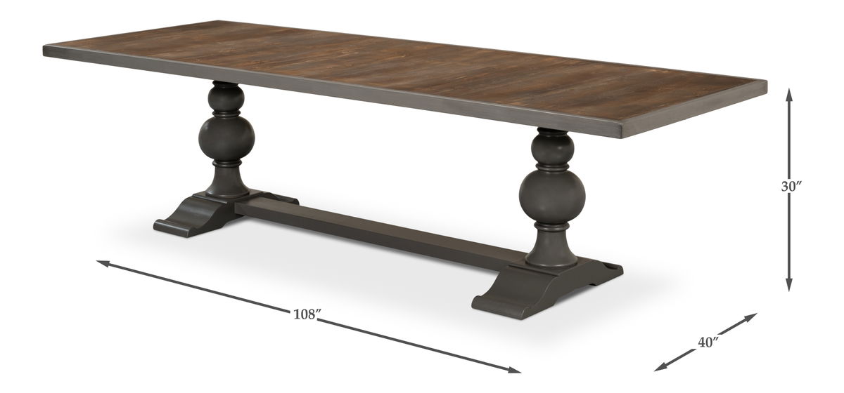Rectangular Dining Table  As Shown, by Sarreid, 3'4" length x 9' width x 2'6" height View 15