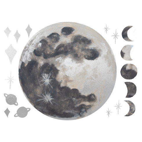 Moon Peel & Stick Wall Decal With Metallic Silver Ink