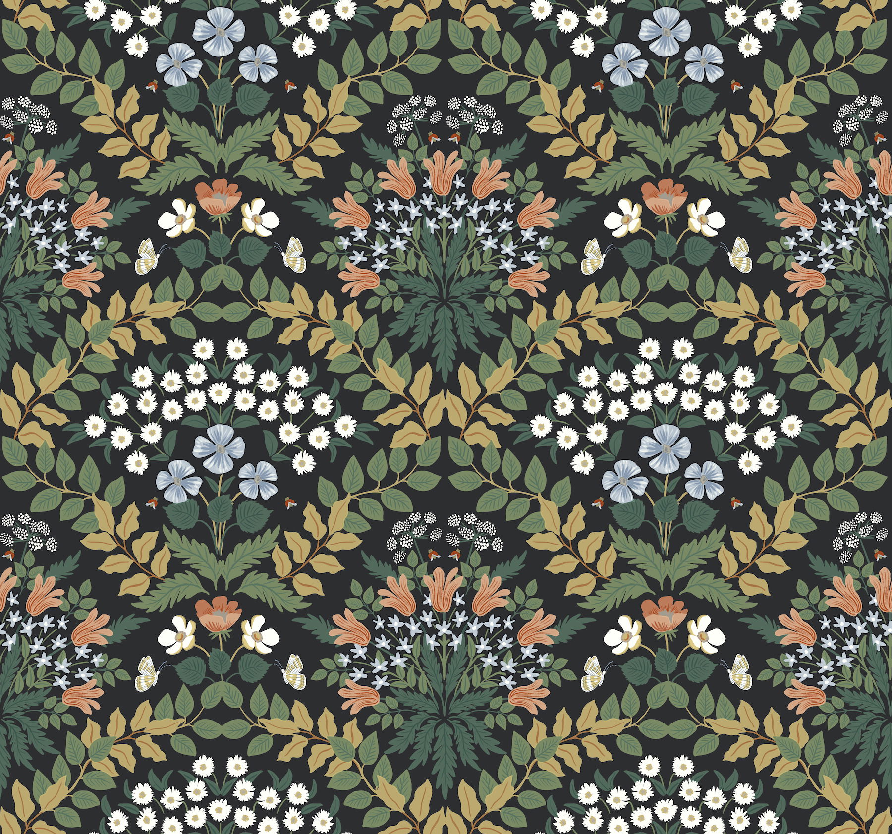 Bramble Black & Green Wallpaper, by York Wall, 27' length x 2'3" width x 0.02" depth View 1