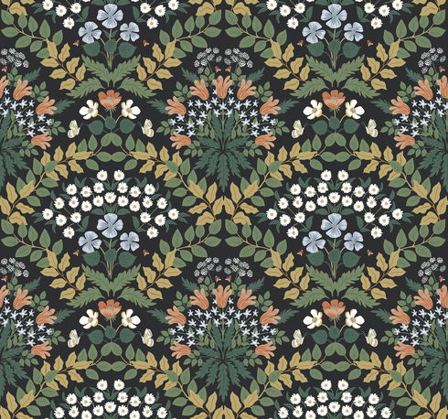 Bramble Black & Green Wallpaper