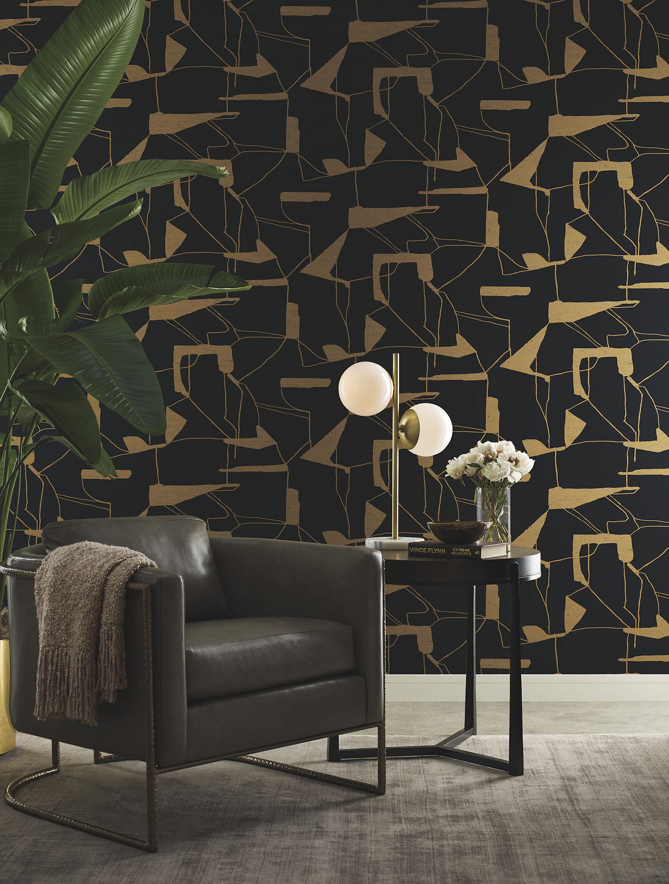 Abstract Geo Black & Gold Wallpaper large image 