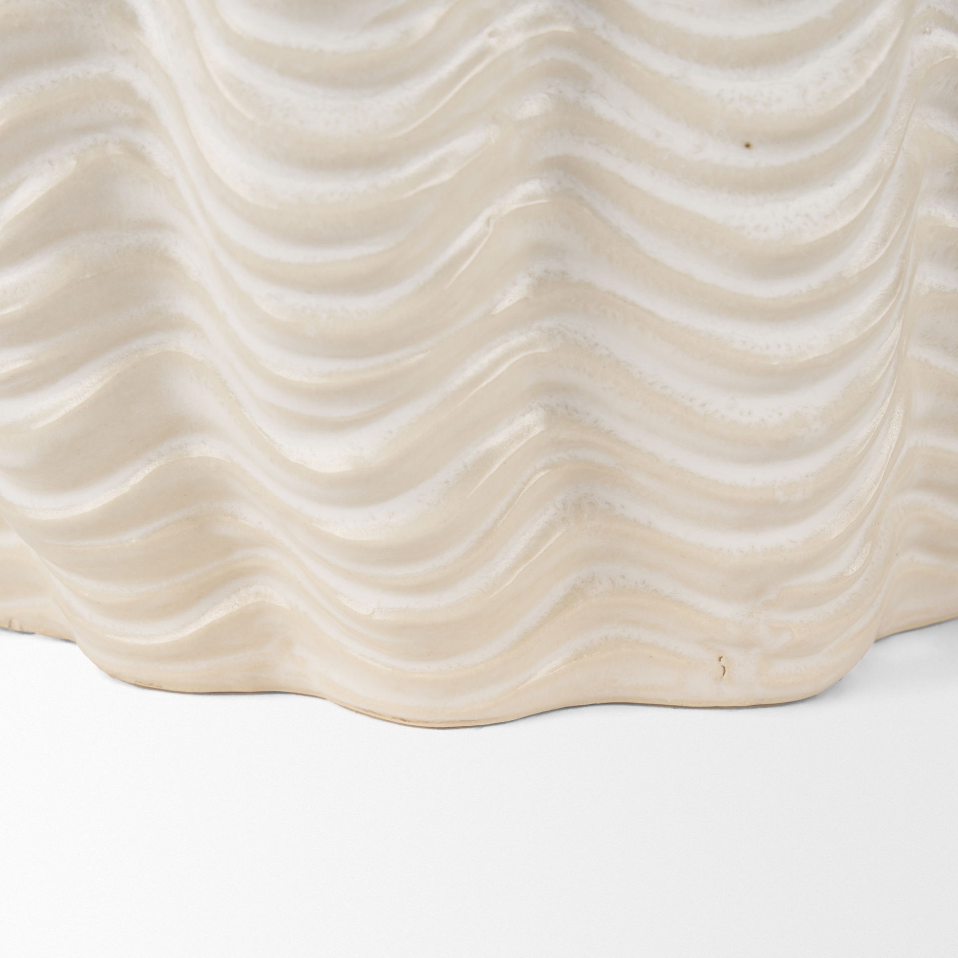 Velia Short Seashell Sculptural Cream Glazed Ceramic Vase, by Mercana, 11.61" length x 11.42" width x 11.02" height View 9