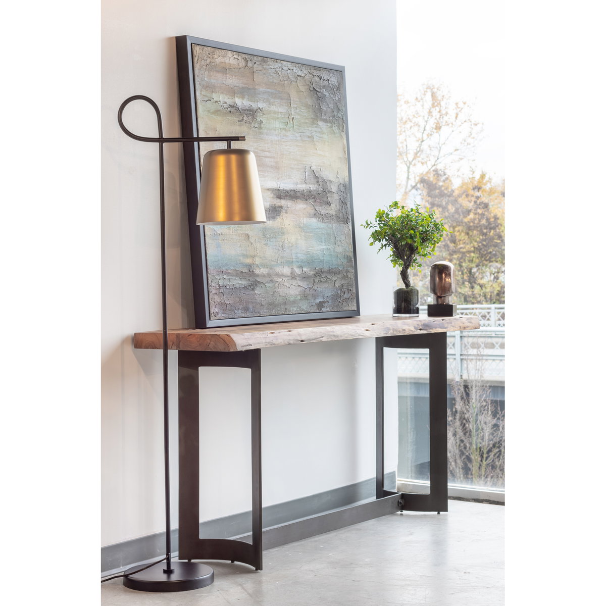 Bent Console Table Brown, by Moe's Home, 68" width x 32" height x 16" depth View 5