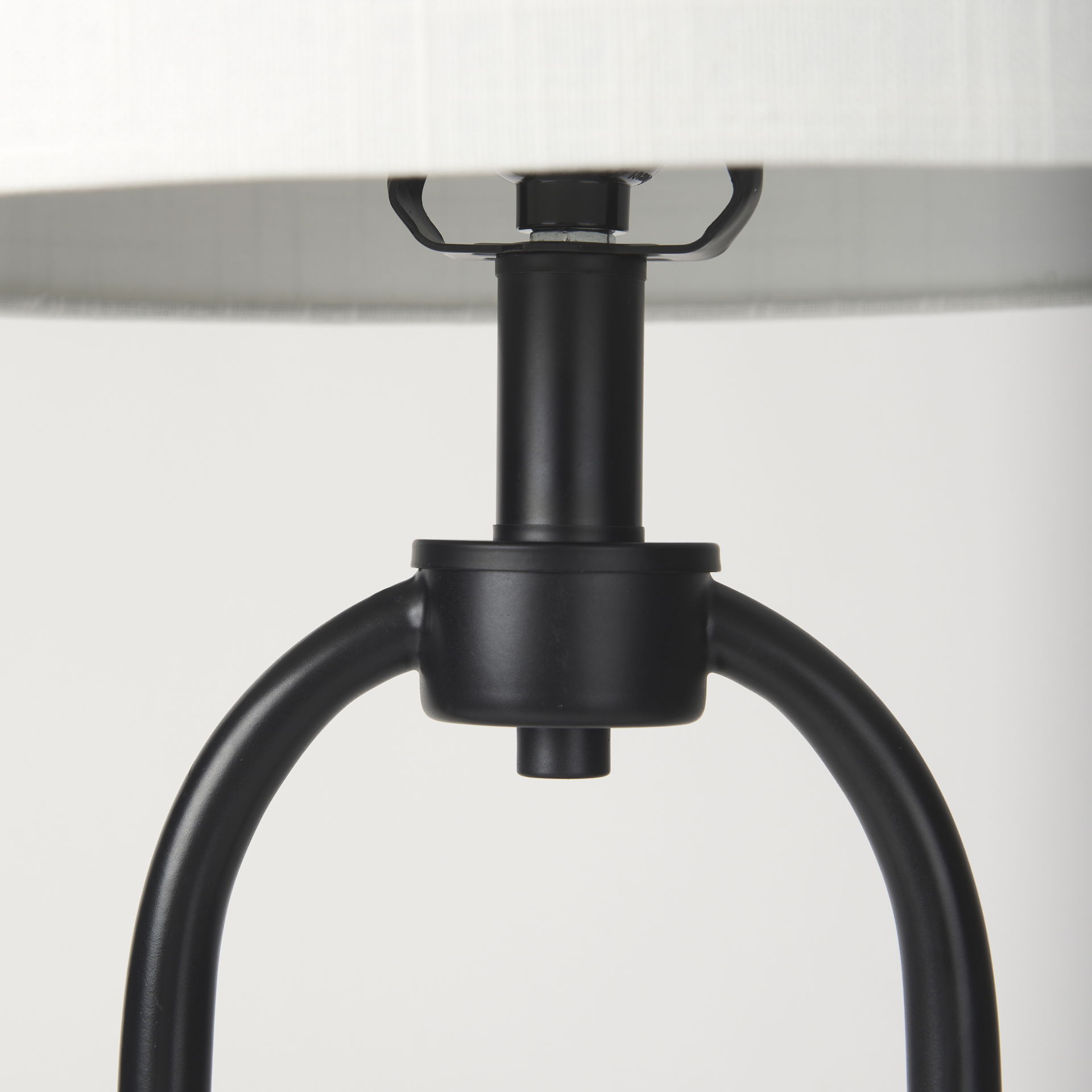 Sarah  Arched Black Metal with Marble Cube and White Shade Table Lamp large image 