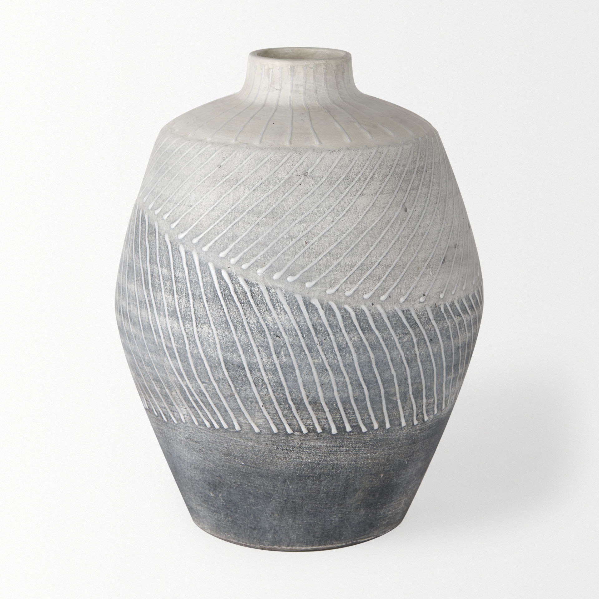 Blume 10H Off-White with Gray Textured Vase, by Mercana, 8.27" length x 8.27" width x 10.24" height View 4