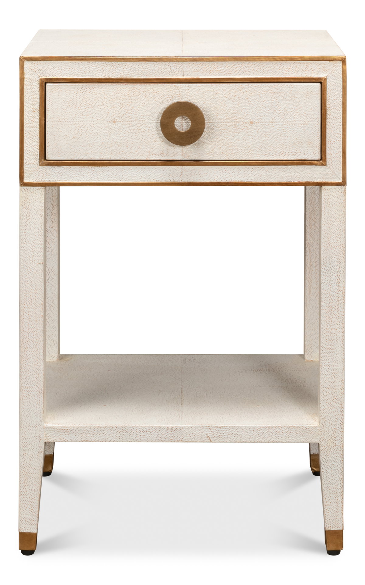 Gabriella Shagreen Nightstand Osprey Wht, by Sarreid, 1'2" length x 1'8" width x 2'7" height View 2