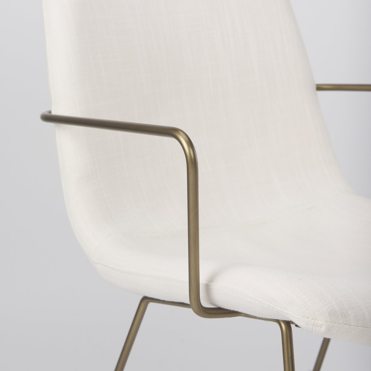 Sawyer Solid Back Dining Side Chair | Cream Fabric with Gold Metal, Dining Chair by Mercana, 22.44" length x 24.8" width x 34.65" height View 9
