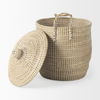 Olivia 15.7L x 15.7W x 17.3H Set of 3 Beige Seagrass Basket with Lid and Handles, Bins & Basket by Mercana, 18.5" length x 13.39" width x 14.57" height thumbnail 4