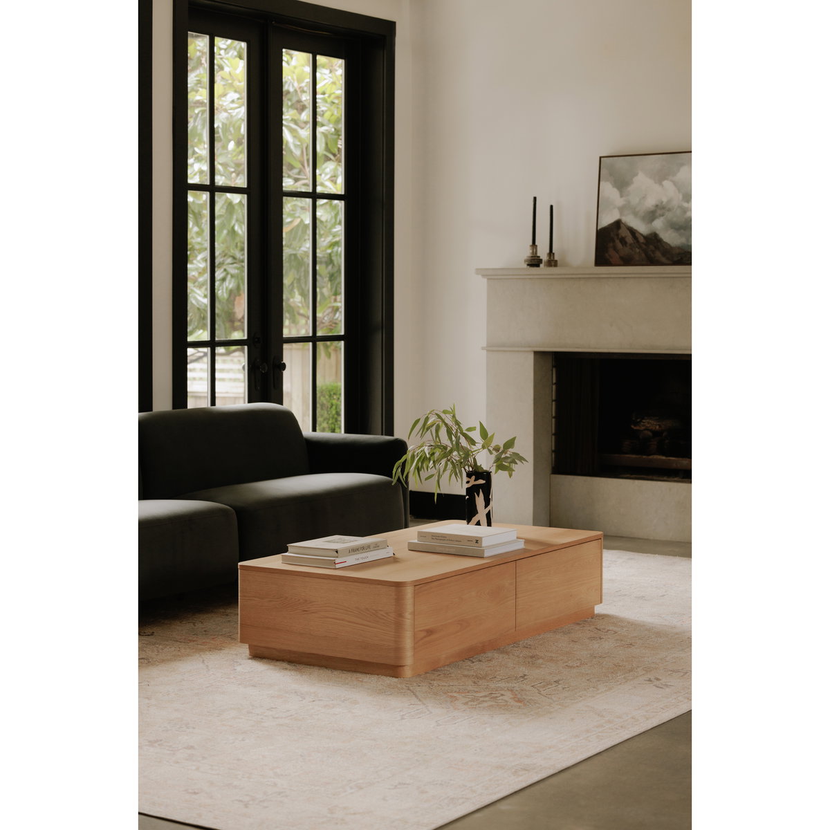 Round Off Coffee Table Natural Oak, by Moe's Home, 55" width x 13" height x 30" depth View 8